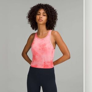Lululemon Ebb to Street Cropped Racerback Tank Top in Marble Dye Raspberry Sz 8
